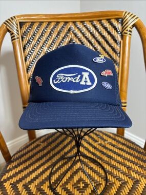Vintage Ford Model A Patch Snapback Trucker Hat Pins